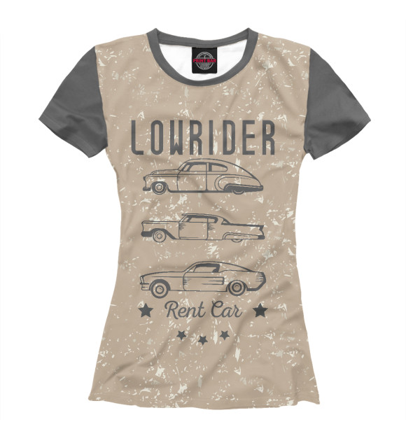Женская футболка с изображением Lowrider Rent Car цвета Белый
