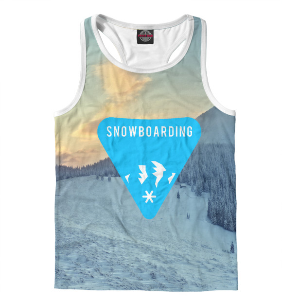 Мужская майка-борцовка с изображением Сноубординг цвета Белый