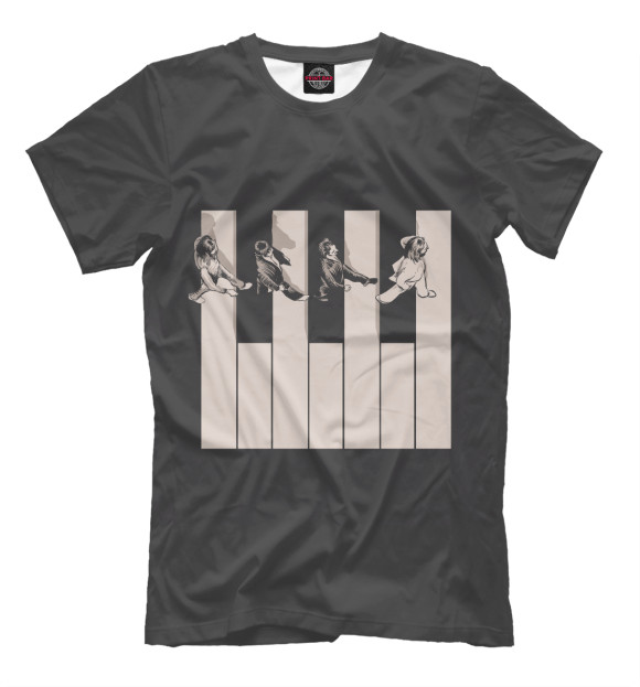 Мужская футболка с изображением Crossing the Keyboard цвета Молочно-белый