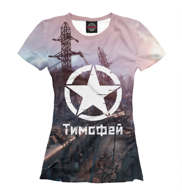 Женская футболка с изображением Тимофей METRO EXODUS цвета Белый