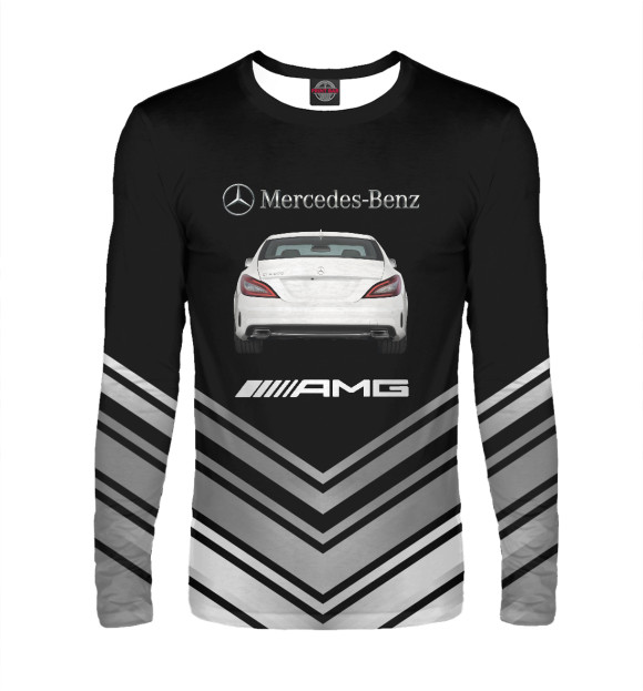 Мужской лонгслив с изображением Mercedes-Benz цвета Белый