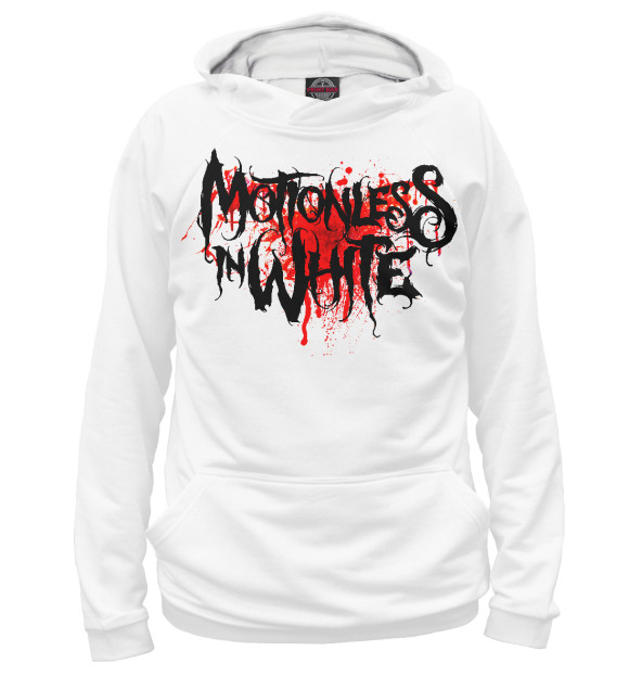 Мужское худи с изображением Motionless In White Blood Logo цвета Белый