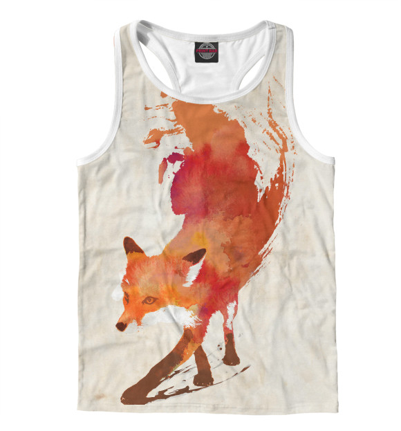 Мужская майка-борцовка с изображением Лиса цвета Белый