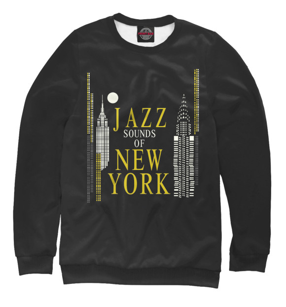 Мужской свитшот с изображением Jazz New-York цвета Белый