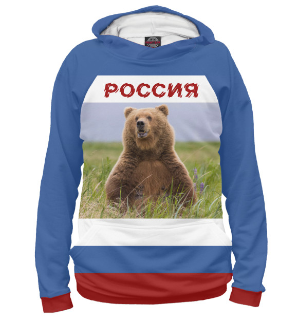 Женское худи с изображением Медведь цвета Белый