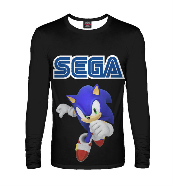 Мужской лонгслив с изображением Соник Sega цвета Р‘РµР»С‹Р№