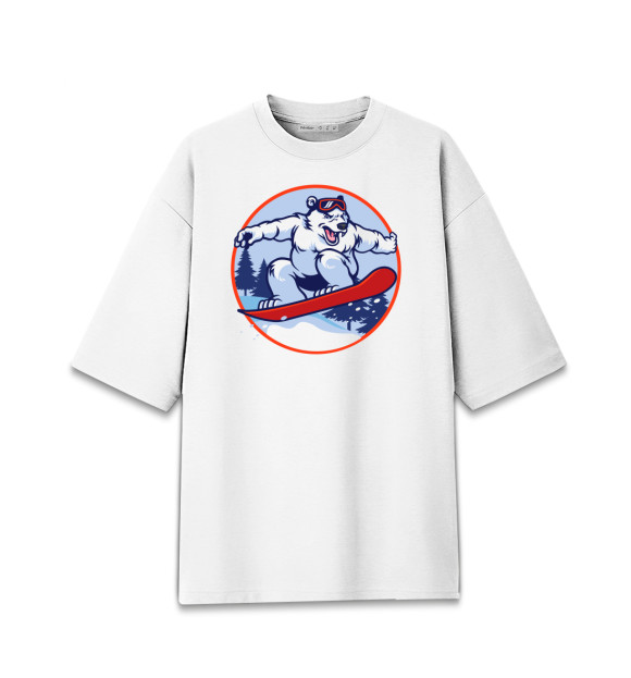 Мужская футболка оверсайз с изображением Сноуборд цвета Белый