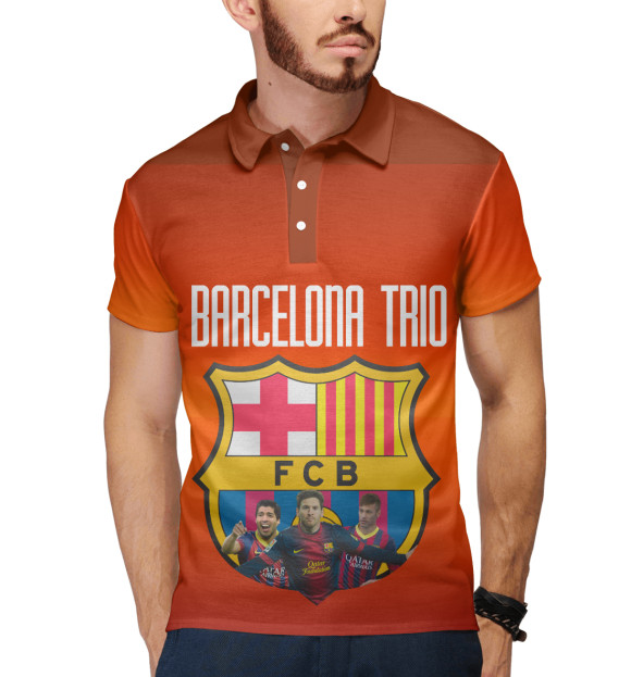 Мужское поло с изображением Barcelona trio цвета Белый