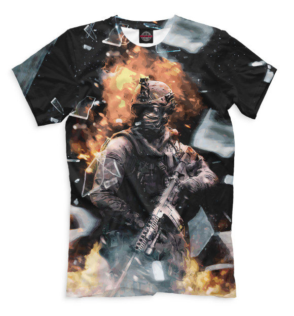 Мужская футболка с изображением Modern Warfare цвета Черный