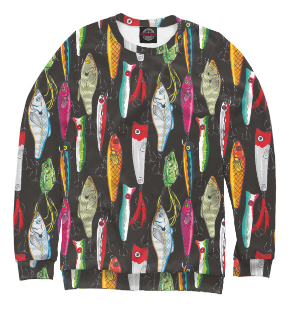 Мужской свитшот с изображением Рыболовные приманки цвета Белый