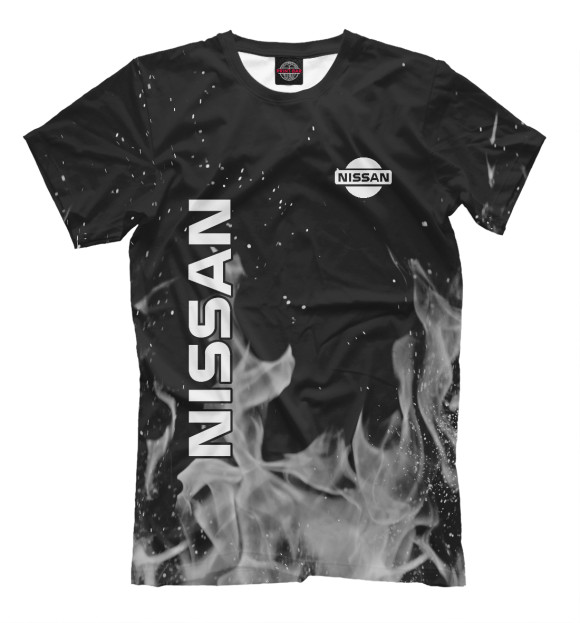 Мужская футболка с изображением Nissan grey fire цвета Черный