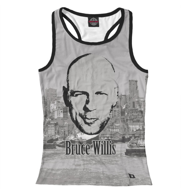 Женская майка-борцовка с изображением Bruce Willis цвета Белый