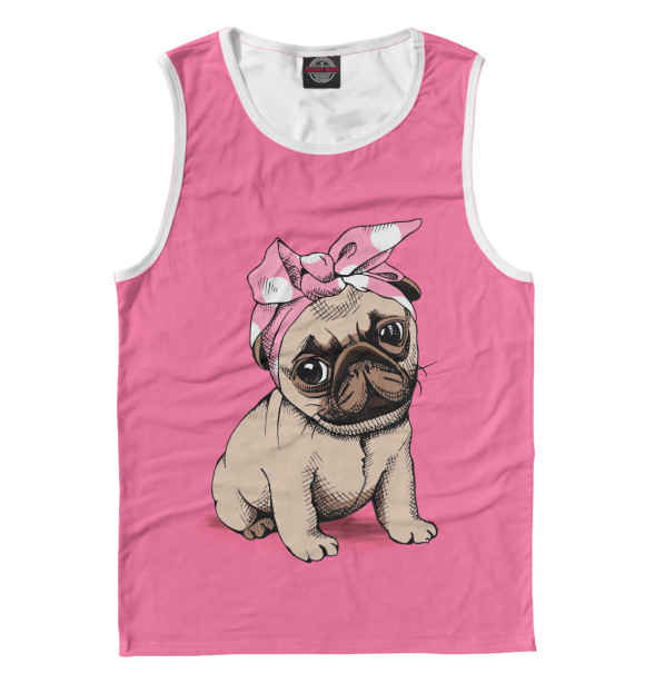 Мужская майка с изображением Мопс цвета Белый