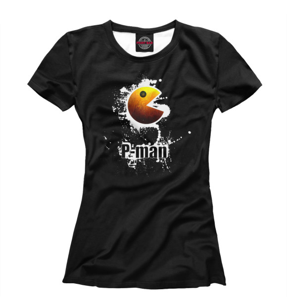 Женская футболка с изображением Pacman цвета Белый