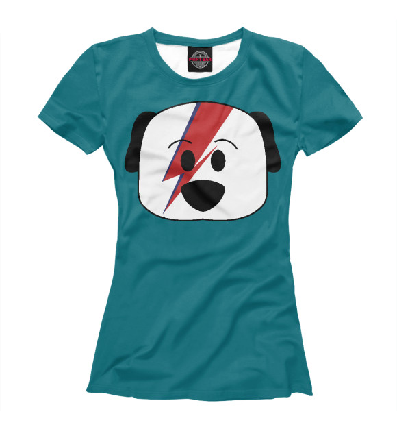 Женская футболка с изображением Dog Bowie цвета Белый