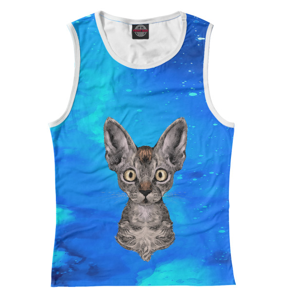 Майка для девочки с изображением Космический кот цвета Белый