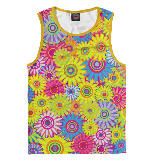 Мужская майка с изображением Цветочный Бум цвета Белый