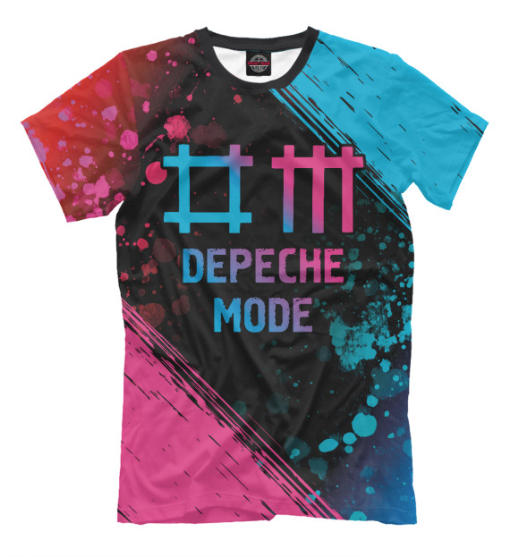 Мужская футболка с изображением Depeche Mode Neon Gradient (colors) цвета Белый