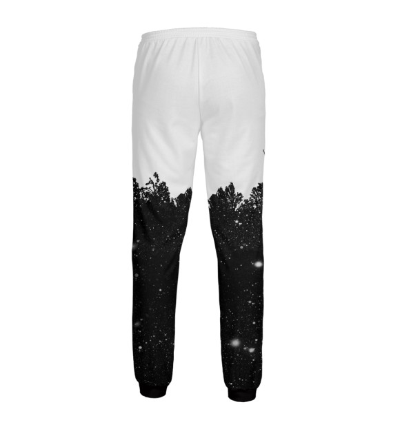 Мужские спортивные штаны с изображением Волк в звездном лесу цвета Белый