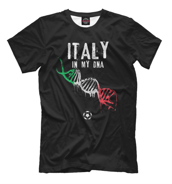 Мужская футболка с изображением Италия в ДНК цвета Черный