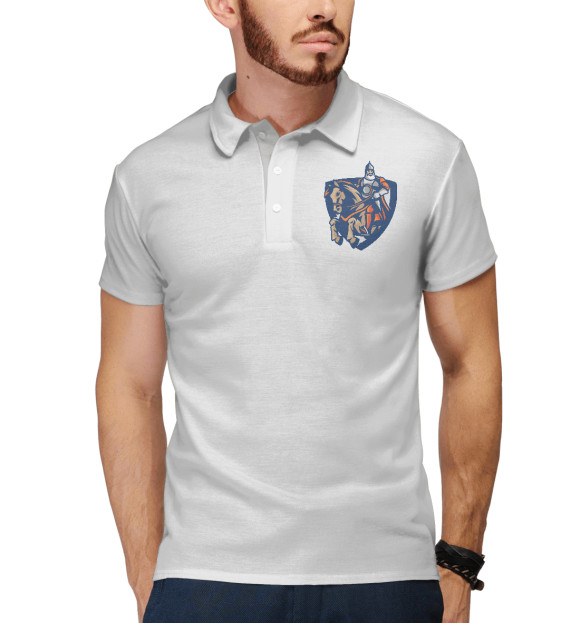 Мужское поло с изображением Богатырь цвета Белый