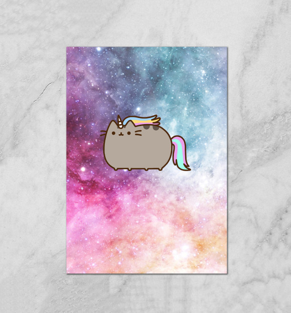Плакат с притом Pusheen Единорожка цвета Белый Плакат с изображением Pusheen Единорожка цвета Белый