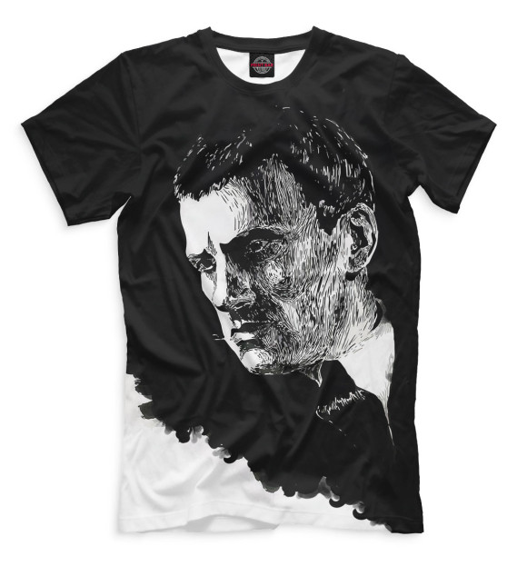 Мужская футболка с изображением Владимир Маяковский цвета Черный