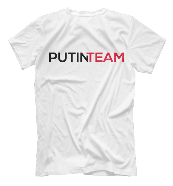Мужская футболка с изображением Герб PUTIN TEAM цвета Белый