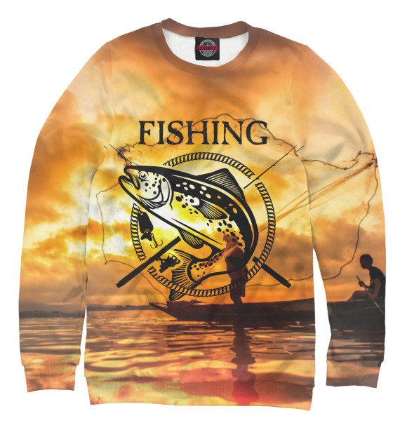 Мужской свитшот с изображением Fishing цвета Белый