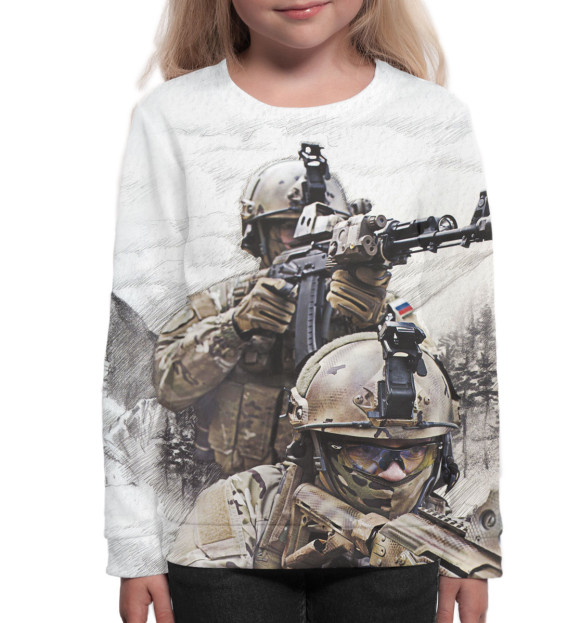 Свитшот для девочек с изображением Армия России цвета Белый