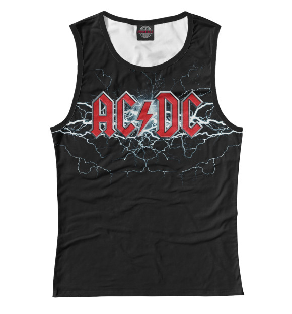 Майка для девочки с изображением AC/DC Молнии цвета Белый