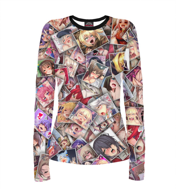 Женский лонгслив с изображением Ахегао цвет цвета Белый