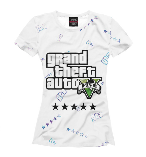 Женская футболка с изображением GTA 5 / ГТА 5 цвета Белый