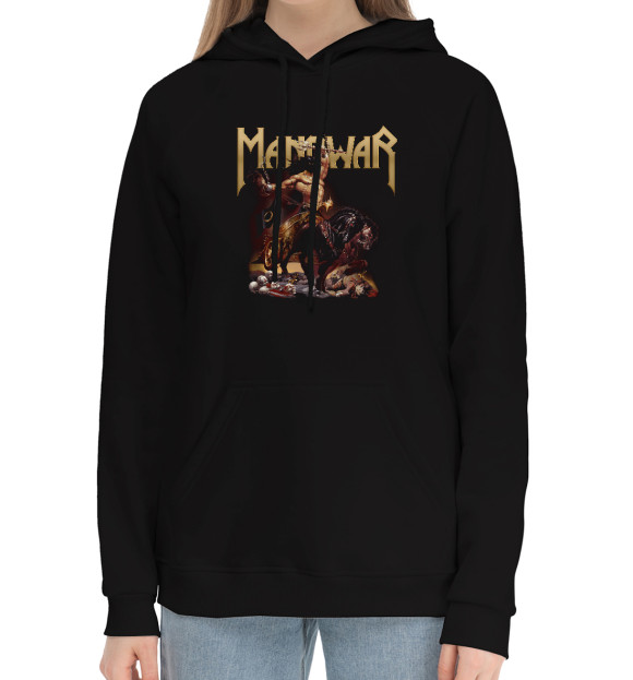 Женский хлопковый худи с изображением Manowar цвета Черный