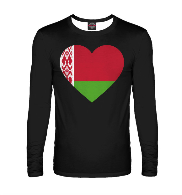 Мужской лонгслив с изображением Belarus Heart цвета Белый