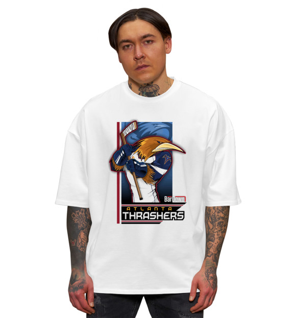 Мужская футболка оверсайз с изображением Atlanta Thrashers цвета Белый