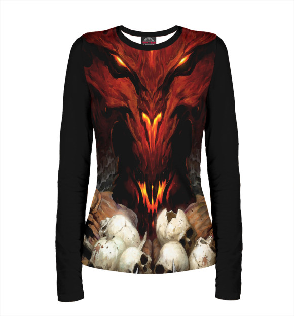 Женский лонгслив с изображением Diablo NEW 2022 цвета Белый