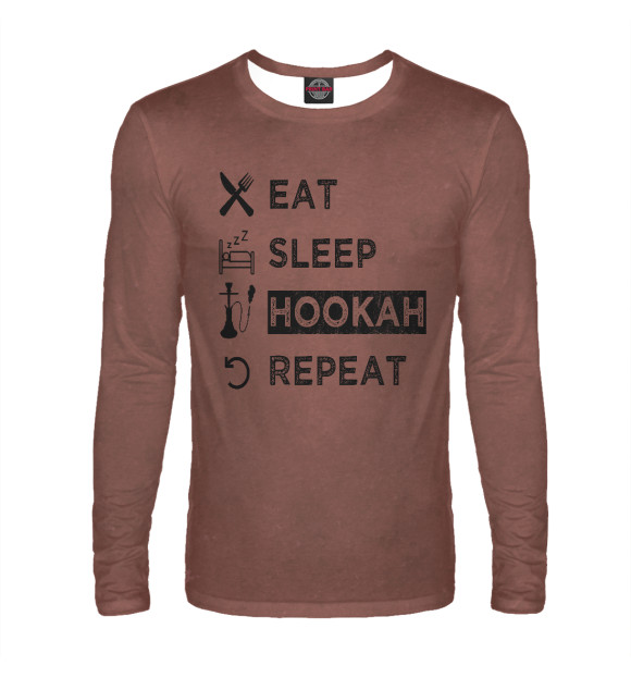 Мужской лонгслив с изображением Eat Sleep Hookah Repeat цвета Белый