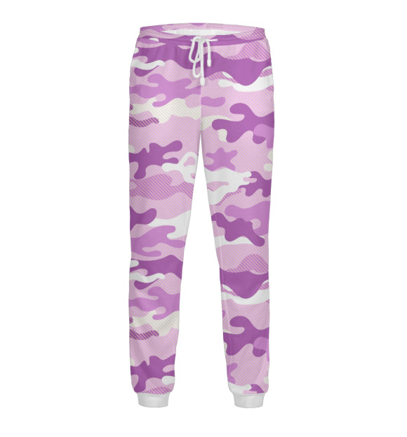 Мужские спортивные штаны с притом Сиреневый камуфляж цвета Белый Мужские спортивные штаны с изображением Сиреневый камуфляж цвета Белый