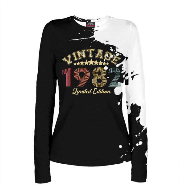 Женский лонгслив с изображением Vintage 1982 цвета Белый