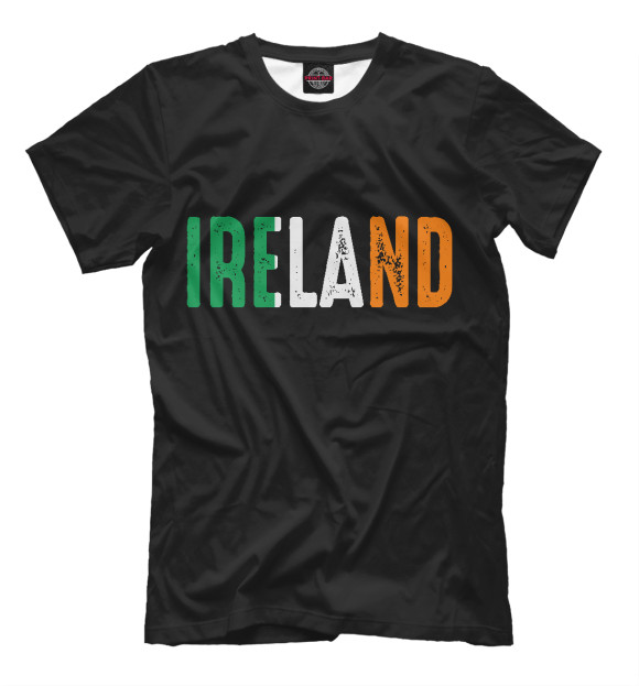 Мужская футболка с изображением IRELAND - ИРЛАНДИЯ цвета Черный