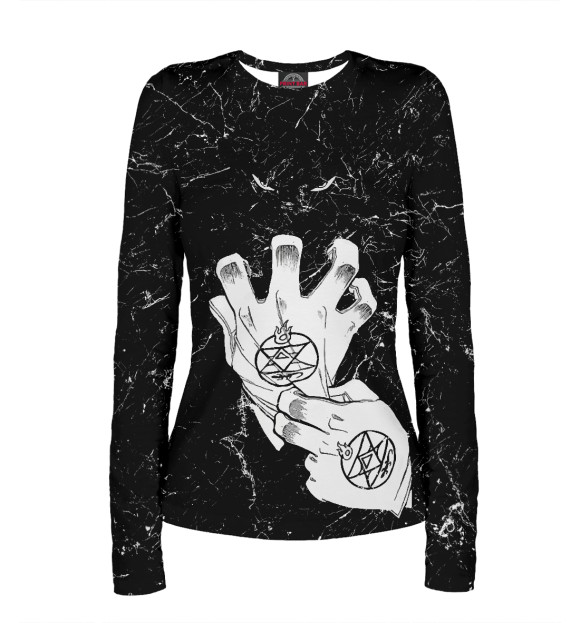 Женский лонгслив с изображением Рой Мустанг цвета Белый