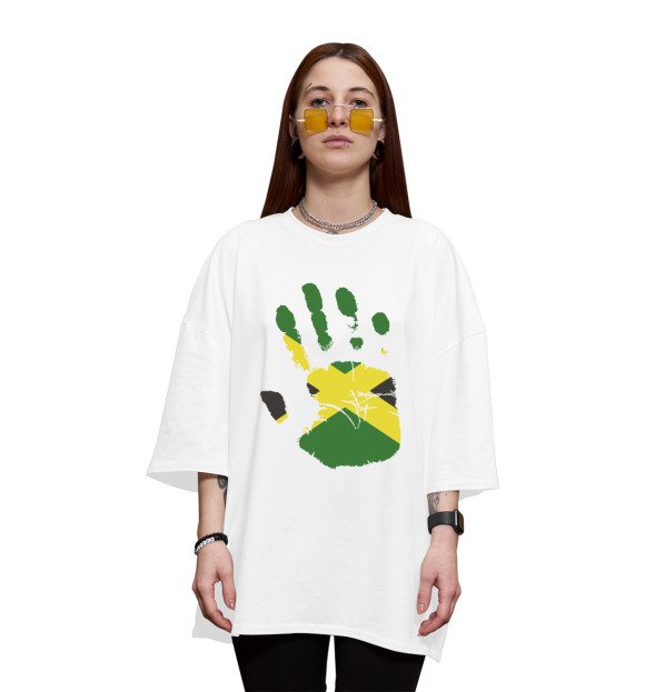 Женская футболка оверсайз с изображением Рука Ямайки цвета Белый