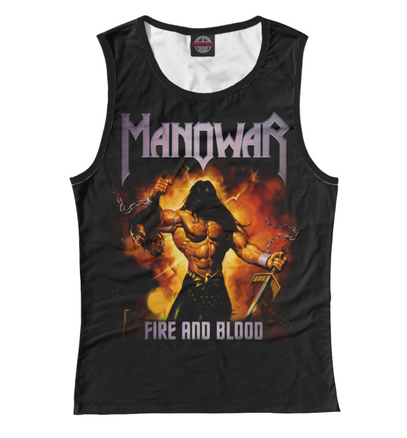 Женская майка с притом Manowar цвета Белый Женская майка с изображением Manowar цвета Белый