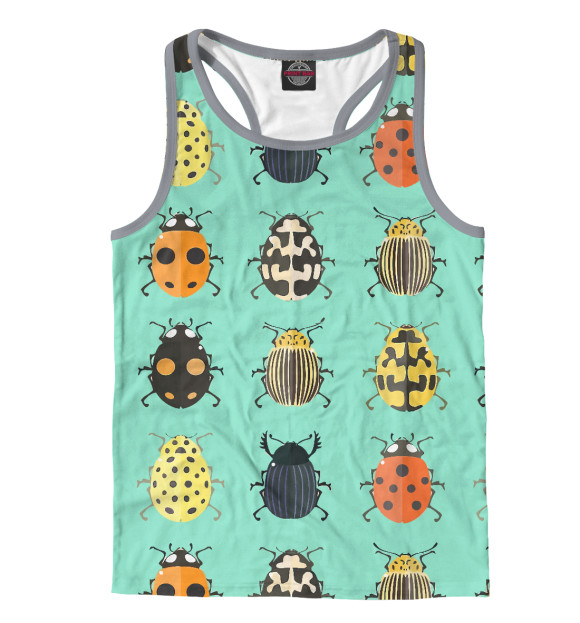 Мужская майка-борцовка с изображением Жуки цвета Белый