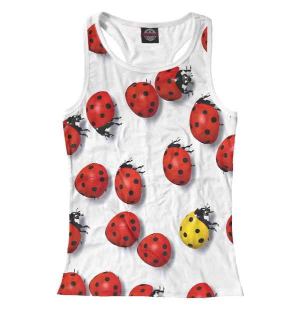 Женская майка-борцовка с изображением Божьи коровки цвета Белый
