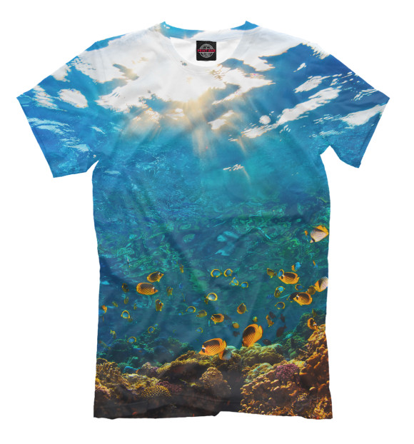 Мужская футболка с изображением Коралловый риф цвета Молочно-белый