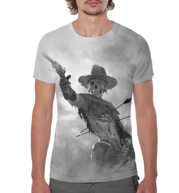 Мужская футболка с изображением Ковбой цвета Белый