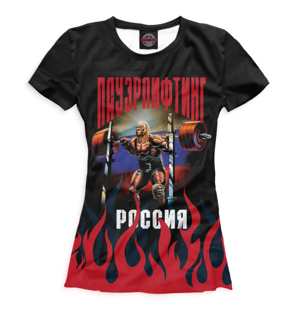 Женская футболка с изображением Пауэрлифтинг цвета Белый