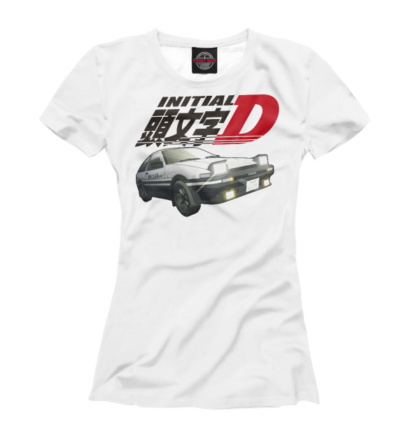 Футболка для девочек с изображением InitialD цвета Белый